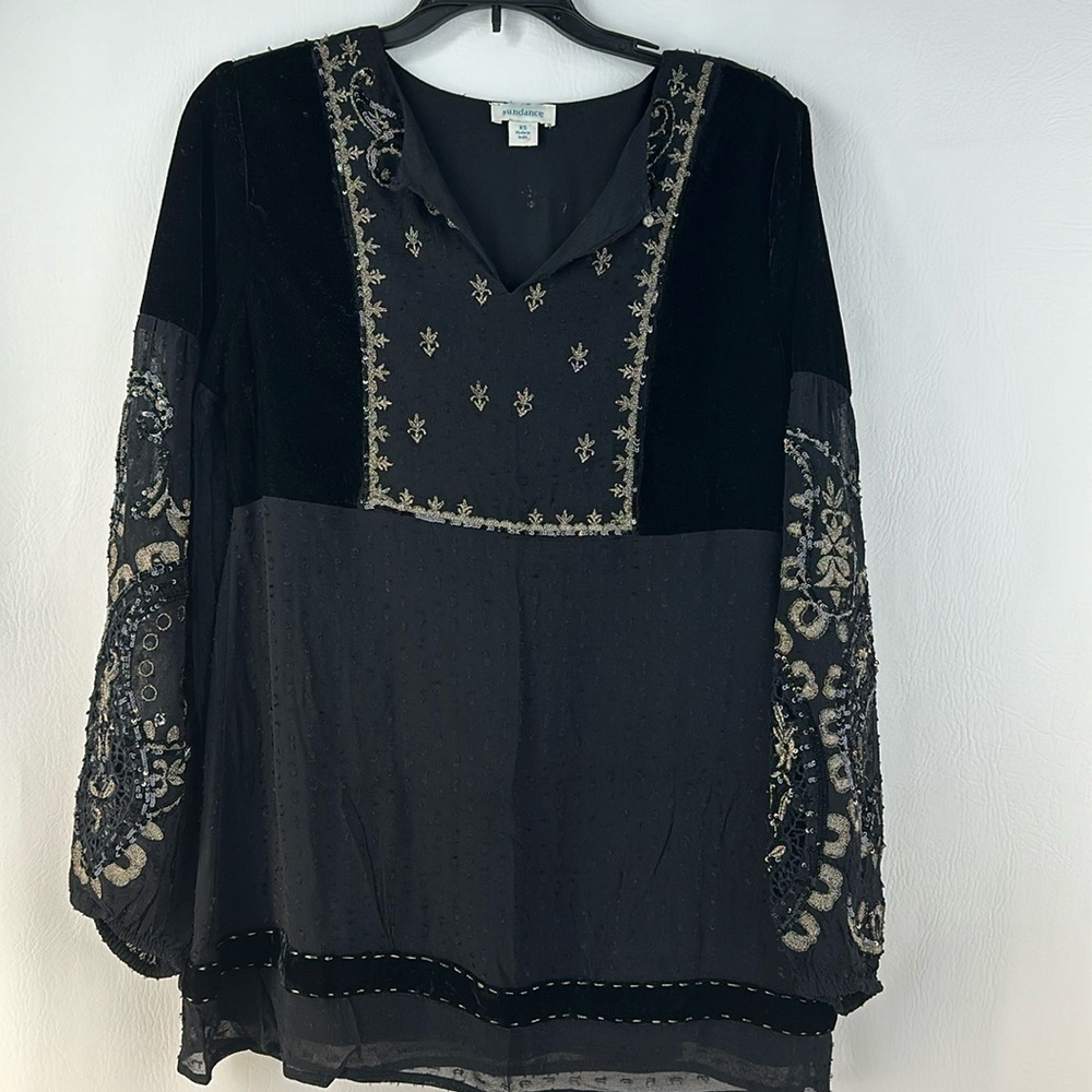 Sundance Balloon Sleeve Sequins Blouse, XS